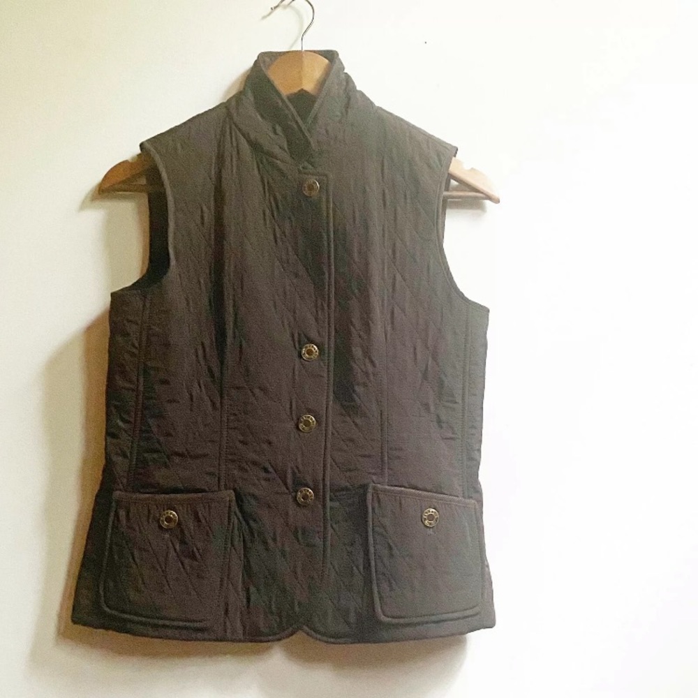 Talbots Sz P Petite quilted brown vest Petite